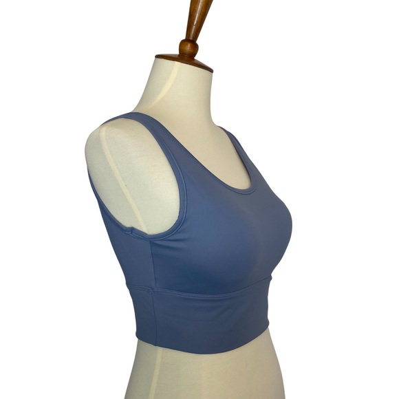 Ocean Blue Yoga Sport Halter Low Back Crop Top - Picture 9 of 16
